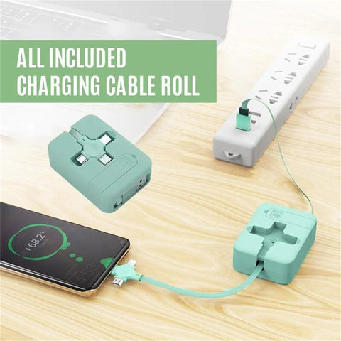 3 in 1 All USB Types Retractable Charging Cable Box
