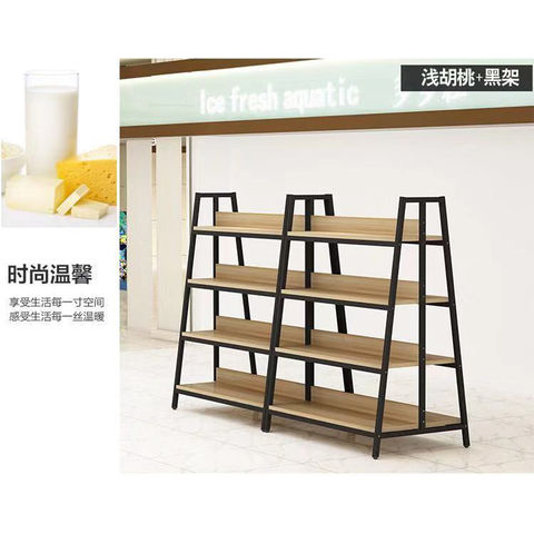 Single Side Wall Supermarket Metal Rack Retail Shop Wood Display Store Shelf  - China Wooden Shelf, Cosmetic Store Shelf