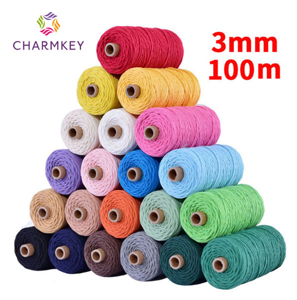 3mm 4mm 5mm Twisted Macrame Rope Multi Color Cotton Cord - China