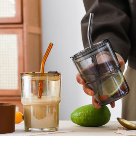 Retro simple bamboo shaped glass cup can drink straight or straw coffee cup office or home glass cup supplier