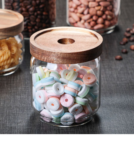 Xiangsi wood glass storage tank kitchen food sealed tank transparent storage jar supplier