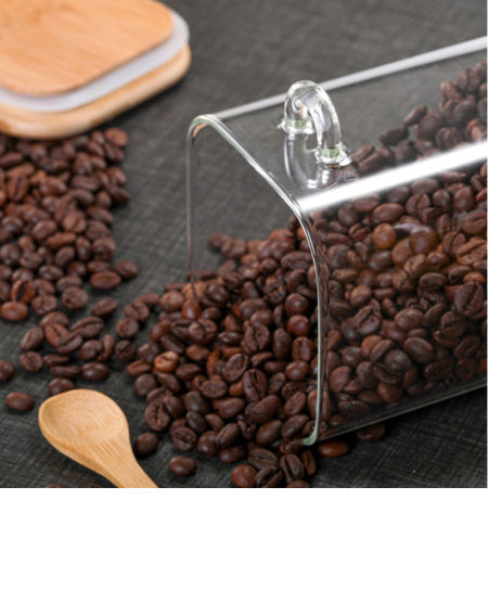 Manufacturer wholesale square glass sealed tank household storage tank with wooden spoon wooden lid supplier