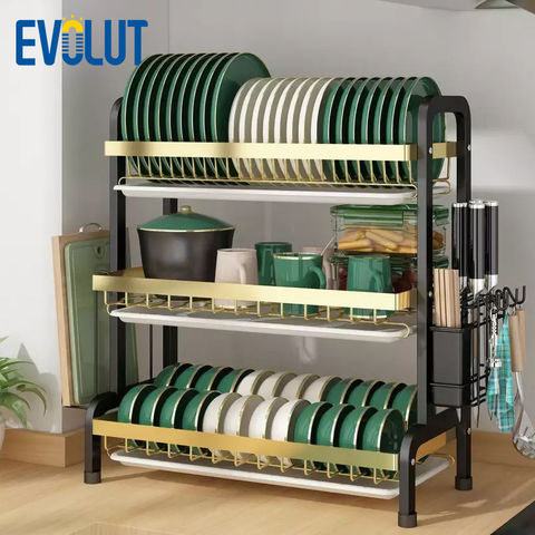 Over Sink Dish Drying Rack, Large 3 Tier 304 Stainless Steel Dish
