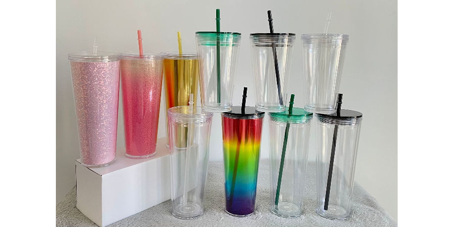 Buy Wholesale China Double Layer Insert Transparent Acrylic Ps Gradient  Flash Cup 700ml 24oz Portable Mug With Straw & Water Bottle at USD 2.35