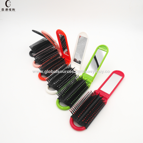 Pentes de cabelo antiestáticos, resistentes a altas temperaturas, com espelho dobrável, pente de presente requintado.