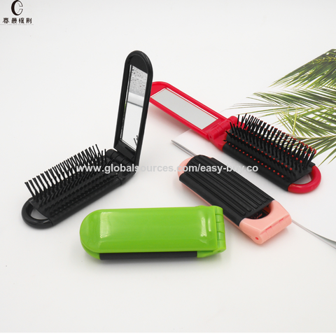 Pentes de cabelo antiestáticos, resistentes a altas temperaturas, com espelho dobrável, pente de presente requintado.