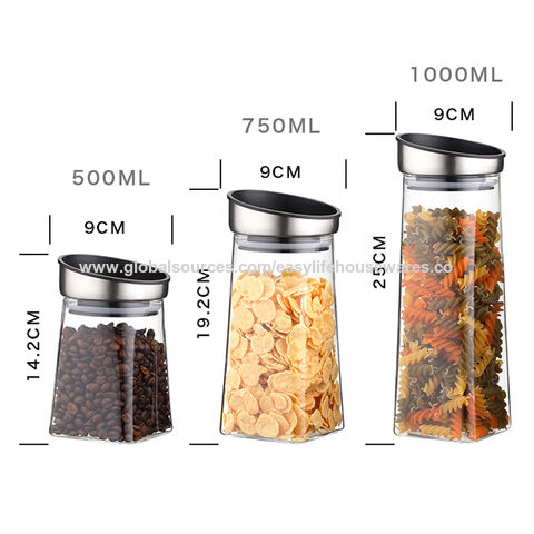 350ml, 12 oz Clear Acrylic Storage Jars Containers with Airtight Seal  Bamboo Lid for Bulk Food