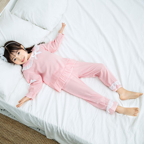 Buy China Wholesale Children's Top Ruffles Collar Pajamas Thin