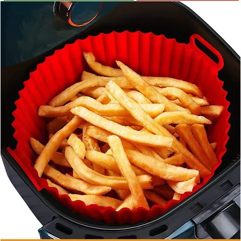 8 Inch Silicone Air Fryer Liners 20cm Square Reusable Air Fryer Pot Heat  Resistant Food Baking
