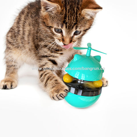 Juguetes multifunción de gato torbellino de gato de la suerte que gotean comida juguetes de diversión interactivos-azul