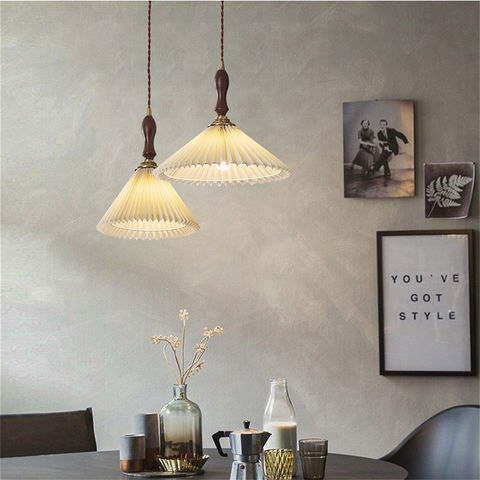 Lustres suspendus vintage, lampes décoratives pour éclairage intérieur, bois massif et cuivre