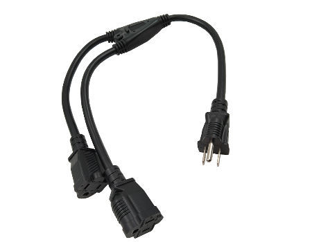 Monoprice Heavy Duty Extension Cord - 1 Feet - Black | Nema 5-15p To 2x