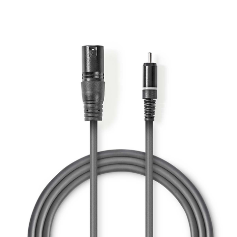 Cable de audio micrófono XLR 3pin a jack 6.3mm M/M de 1m