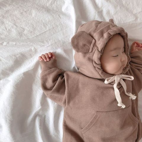 Body hiver pour bébé Combinaison à capuche avec oreilles lapin