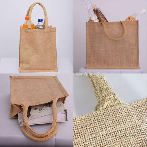 Sac personnalisé en toile de jute avec pochette coton épais.