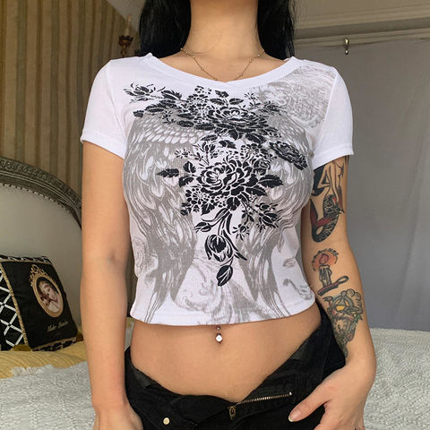 Summer 2022 Women T-Shirts Fitted Crop Tops Wholesale Short