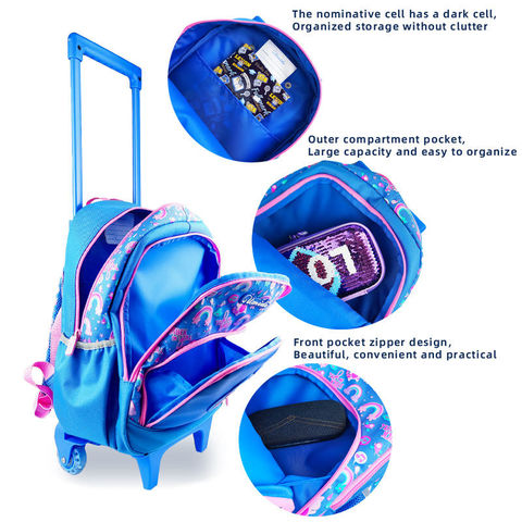 Mochilas de Rodinhas Personalizadas para Crianças, Bagagem com Rodas, Mochila Durável com Rodas, Mochilas Escolares com Carrinho