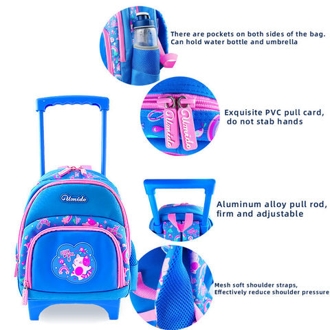 Mochilas de Rodinhas Personalizadas para Crianças, Bagagem com Rodas, Mochila Durável com Rodas, Mochilas Escolares com Carrinho