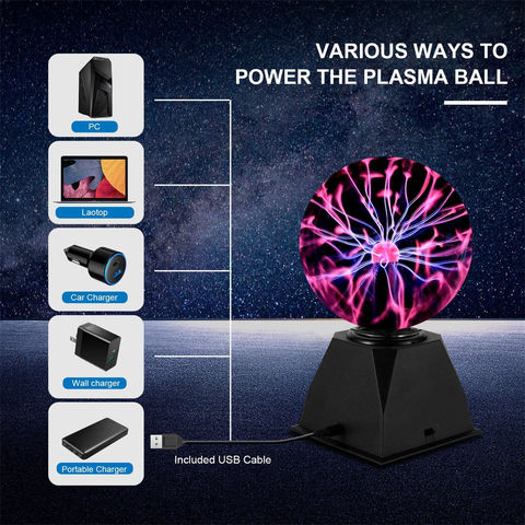 Acheter Lampe à boule Plasma de 3.94 pouces, lumière ambiante à électricité  statique, veilleuse Globe alimentée par USB pour