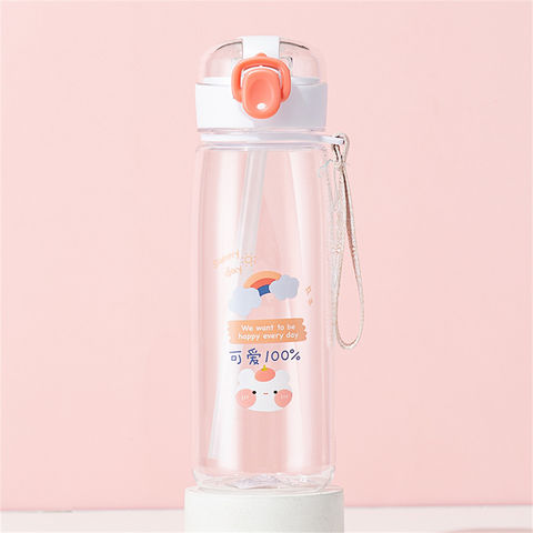 Compre Botella De Agua De Plástico Para Niños Con Diseño De Dibujos  Animados De Tapa De Mango De Boca Pequeña y Taza Plástica Del Agua de China  por 0.95 USD