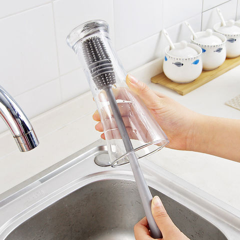 1pc Handled Bathroom Bathtub Brush, Kitchen Tile Brush, Sponge Dish Brush,  Pot Brush, Multi-purpose Cleaning Brush, Red