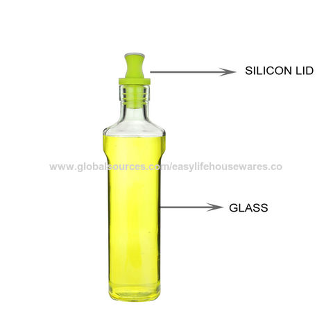 Bouteille d'huile Distributeur de vinaigre et d'huile d'olive en verre avec  bec en entonnoir avec bouchon anti-saleté 500 ml étanche et anti-goutte