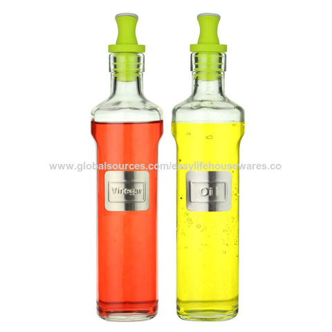 Distributeur d'huile d'olive en acier inoxydable, bouteille en verre, huile  et vinaigre, ensemble de cruet, accessoires de cuisine, 300ml