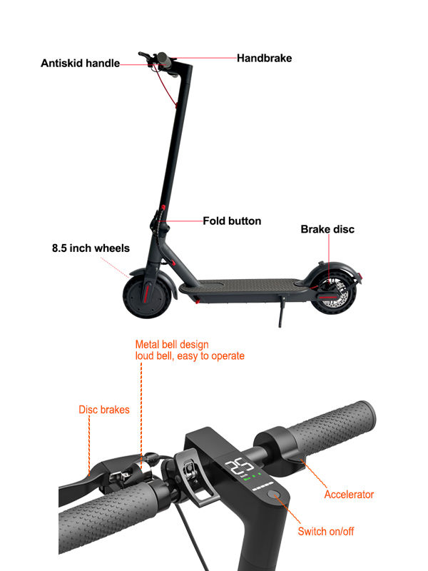 Electric scooter for adult aluminium Dis brake 8.5inch 350w 36v 7.5ah e scooter supplier
