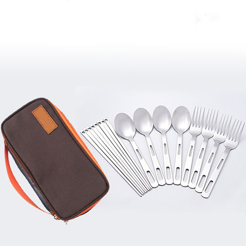 Camping Travel Cooking Utensils Organizer Travel Bag Portable Pouch for BBQ  Camp Cookware Kitchen Tools - Brown Wholesale