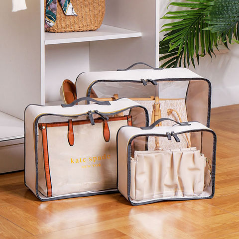 CINPIUK 4 Pack Handbag Dust Bags Clear Purse Storage Organizer for Closet, Zipper Hanging Storage Bag for Handbags
