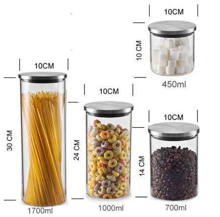 Airtight Jar Glass Storage Jar, Decorative Kitchen Lid, Glass Canisters for  Candy, Spice, Cookie, Sugar, Snacks 1350ml 