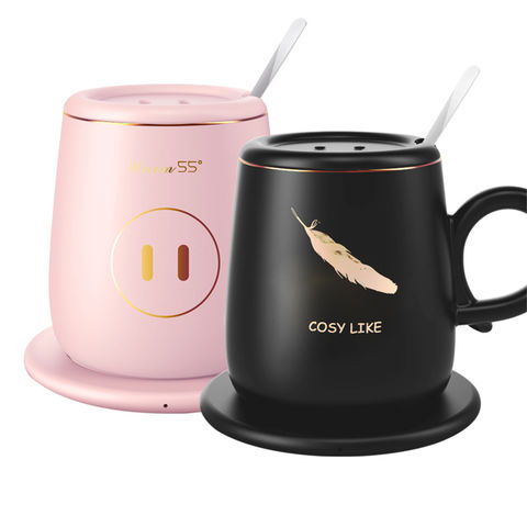 Buy Wholesale China Ceramic Coffee Cup Electric 55 Degree Usb Portable  Heated Smart Mug Warmer Set For Home Office & Mug Warmer Usb at USD 5.86