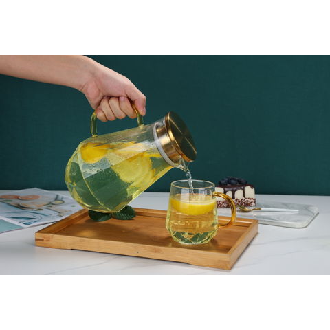 50 ounces borosilicate glass carafe with lid, drip-free glass pitcher for  hot/cold water, ice tea and juice beverage 