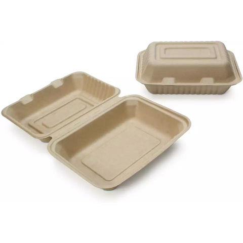 100 Pack] Compostable Take Out Food Containers 6x6 To Go Boxes by