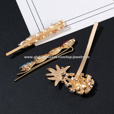 Grampos de cabelo Menina Geométrica Cristal Barrettes Grampos de cabelo personalizados SEDEX 4P e fábrica auditada pela L'Oreal