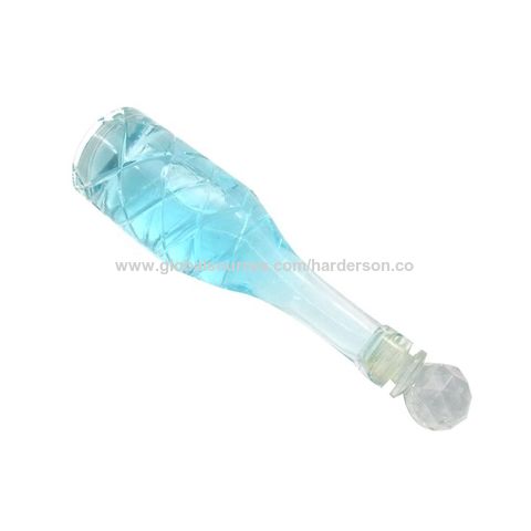 Botella de cristal pequeña con forma de bombilla y tapón de corcho