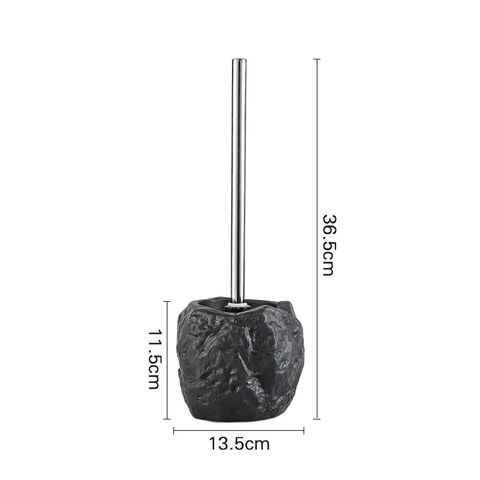 Wendin Toilet Brush and Resin Marble Finish Holder Stainless Steel Length  Handle Toilet Bristle Scrub Brushes Set Resin Marble Style Finish Brush