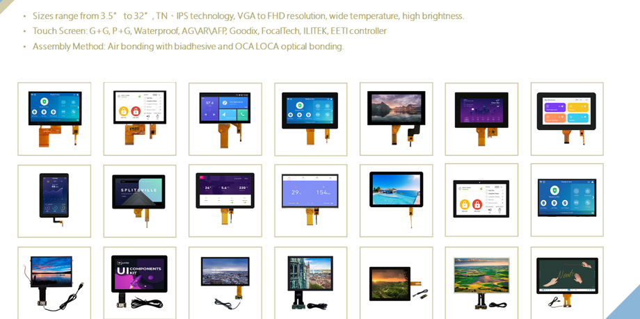 tft lcd displays sizes ranging free sample