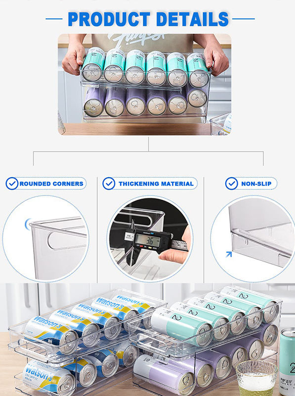 Buy Wholesale China Soda Can Dispenser Rack Fridge Storage Organizer  Automatic Rolling Acrylic Beverage Dispenser & Soda Can Organizer at USD  3.81