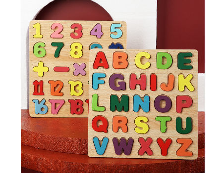 48Pcs Wooden Magnetic Fishing Abc Numbers Alphabet Puzzle Set