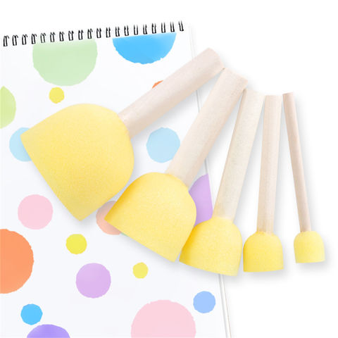  48 Pieces Round Sponges Brush Set, Round Sponge Brushes for  Painting, Wooden Handle Foam Brush Sponge Painting Tools for Kids Painting  Crafts