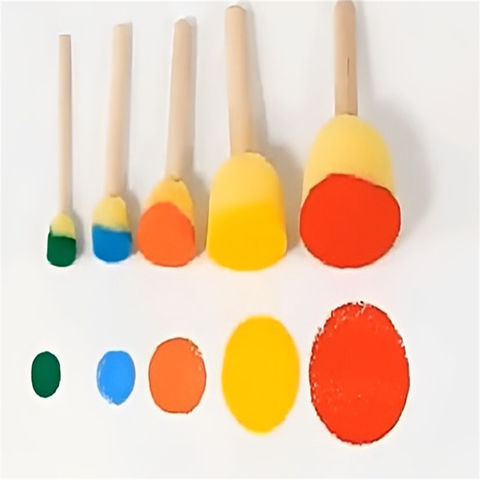 100Pcs Round Paint Foam Brush Set,Wooden Handle Paint Foam Sponge  Brush,Painting Tools for Kids Arts and Crafts,4 Size