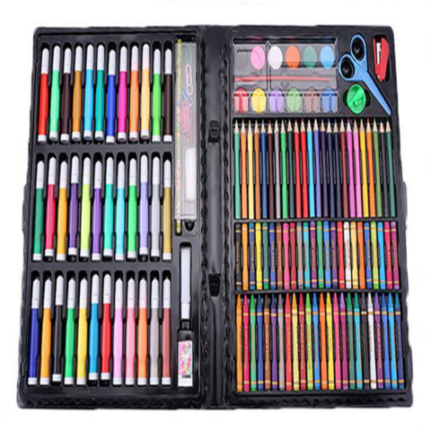 150-piece Set of Children's Brush Watercolor Pen Color Crayon Art Graffiti  Diy Painting Tool Gift Box Supplies
