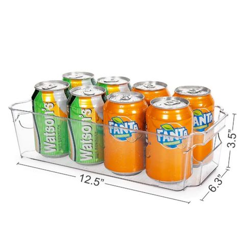 Paquete de 2 organizadores de latas de soda para refrigerador, contenedor  apilable de latas de alimentos enlatados, dispensador de latas con tapa  para