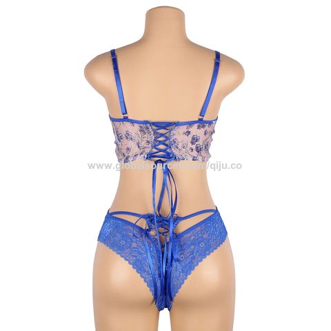 Buy China Wholesale Women Lingeries-sexy Bra And Panty Sets Blue Plus Size  Lingerie Set Extra Large & Plus Size Lingerie Set $6.85