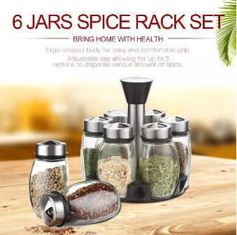 1 Set Spices And Seasonings Sets Revolving Countertop Spice Rack With 6  Spice Jars Spice Tower