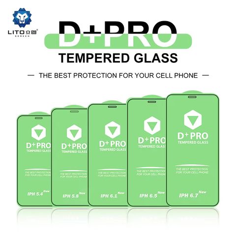Pack-10) Cristal templado Full Glue 9H iPhone 13 Pro Max/ 14 Max 6.7  Protector de Pantalla Curvo Negro