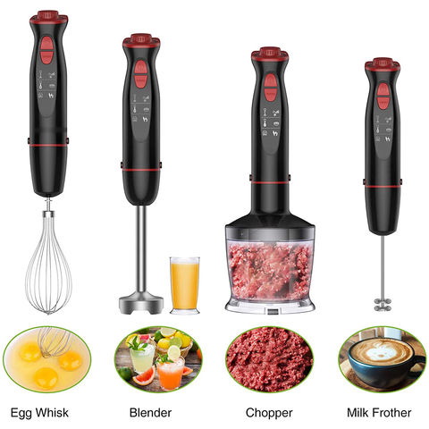 KOIOS 5-in-1 Immersion Blender - 1000W Handheld Blender with 12 Speeds &  Turbo, Food Processor, Whisk, Frother - BPA-Free, Red 