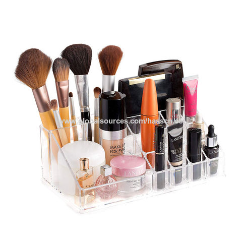 Organizador de brochas de maquillaje acrílico, caja de almacenamiento de  joyería transparente, organizador de maquillaje cosmético