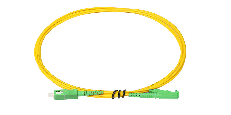 SC/APC to SC/APC Fiber Optic Internet Cable, Single Mode Fiber Patch Cable,  Fiber Optic Jumper Cable, Optical Patch Cord for Internet - SIMPLEX -  9/125um - OS1/OS2 Compatible, LSZH Yellow, 2m 